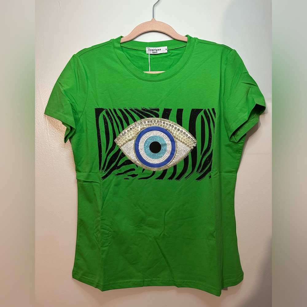 Woman graphic Turkish eye t-shirt green